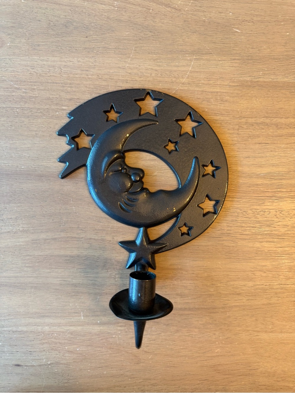 Vintage Moon Star Cast Metal Wall Candle Holder Home Decor “Party Lite”